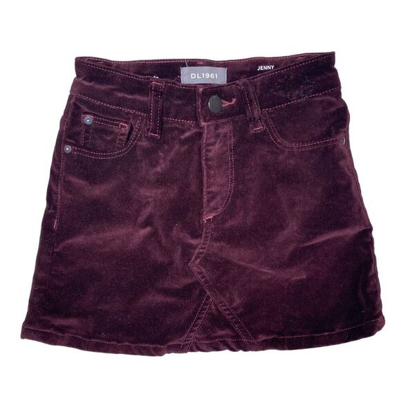 DL1961 Jenny Maroon Velvet Mini Skirt Size 7 - Picture 1 of 3